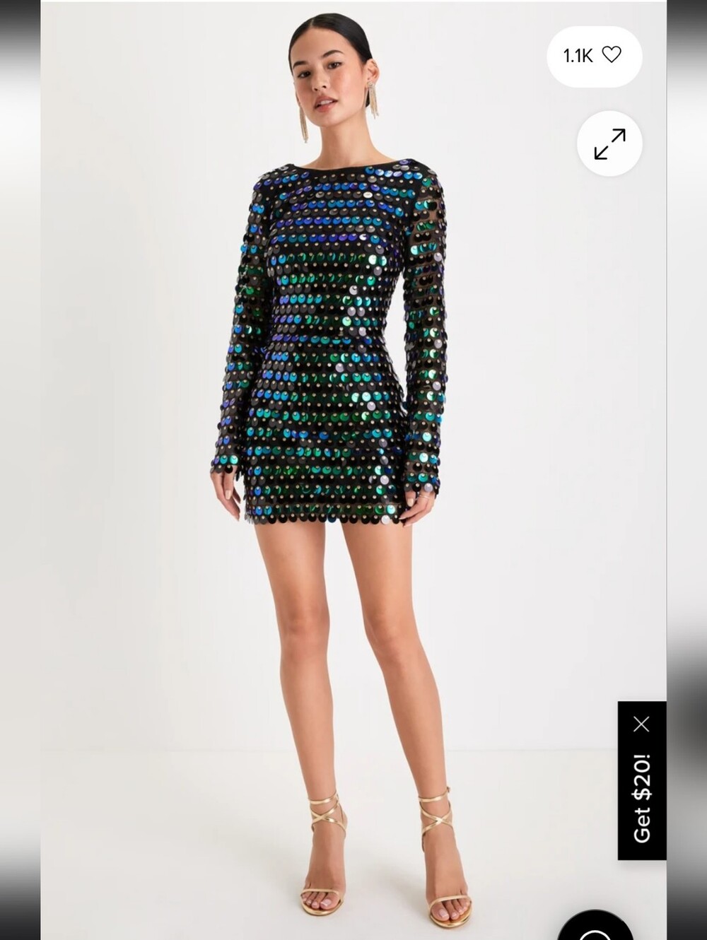 Lulus Exceptional Radiance Black Iridescent Sequin Backless Mini Dress